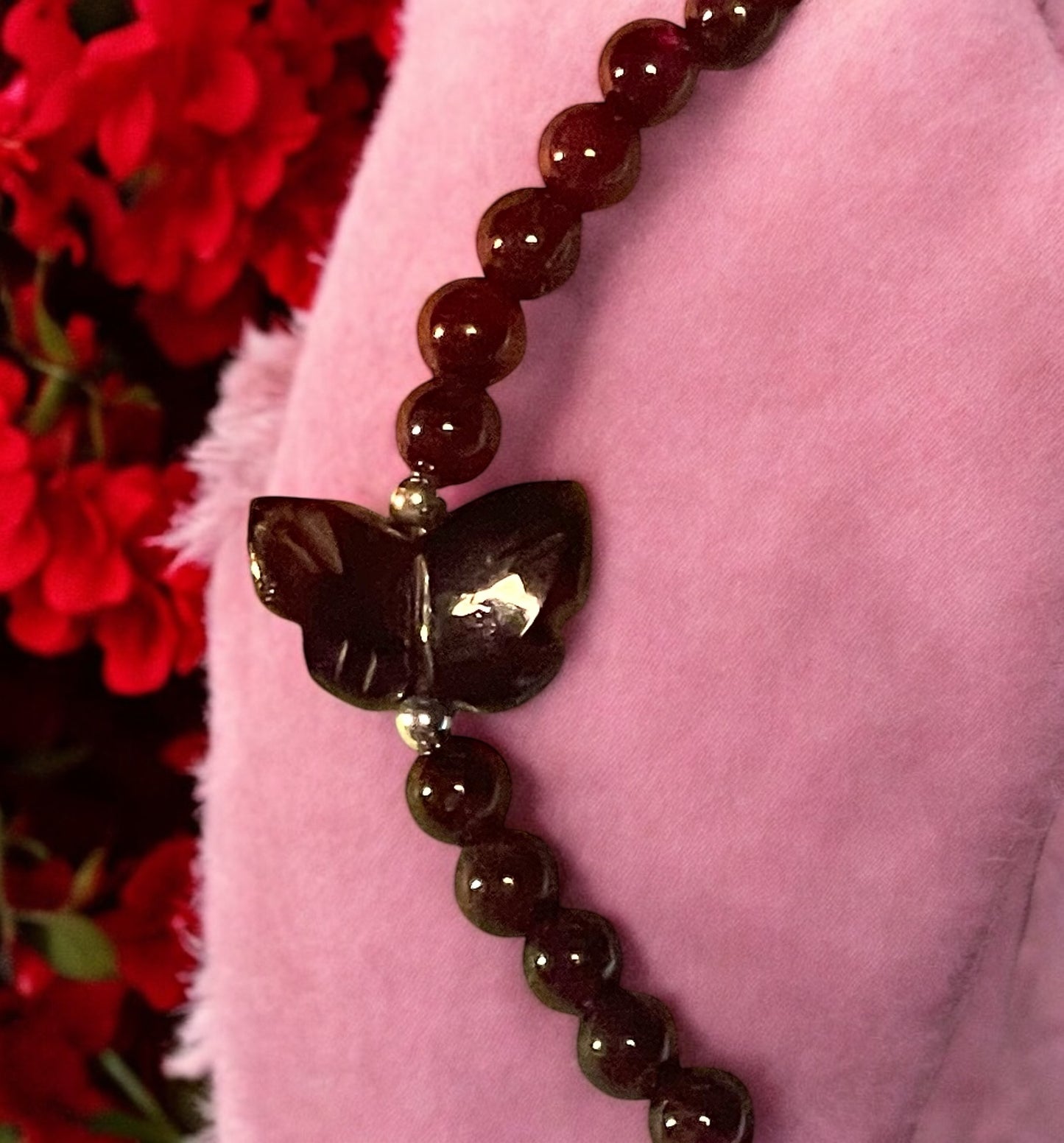 Garnet gemstone Butterfly Bracelet