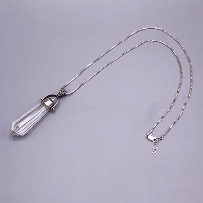 Clear Quartz Point Pendant on Vintage Renewed Chain