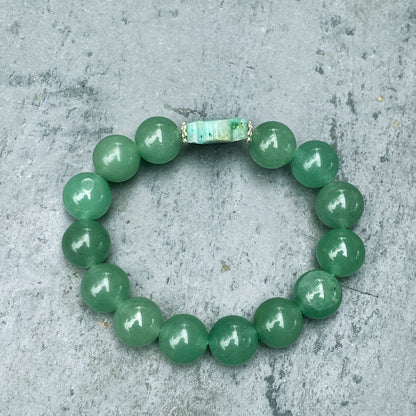 Chrysocolla Clover and Green Aventurine Beaded Stretch Bracelet