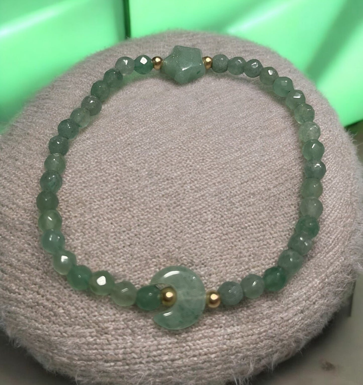Green Aventurine Moon and Star Bracelet