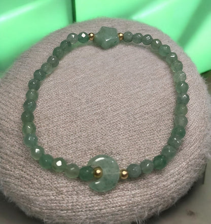 Green Aventurine Moon and Star Bracelet