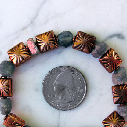 Raw Blue Sapphire and Copper Bracelet