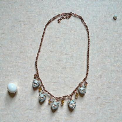 Glass beaded Kitty Cat Necklace