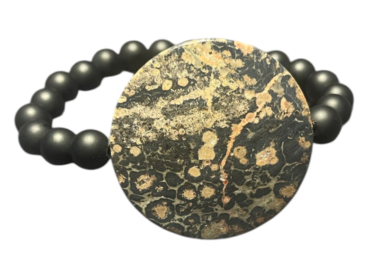 Leopard Print Jasper and Onyx Bracelet