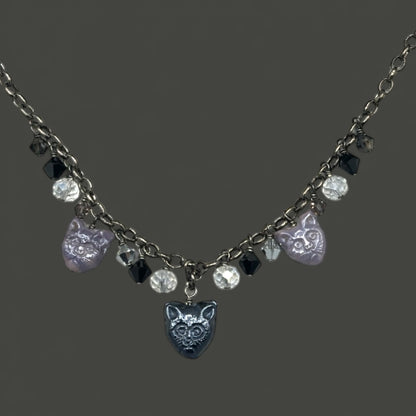 Glass beaded Kitty Cat Necklace