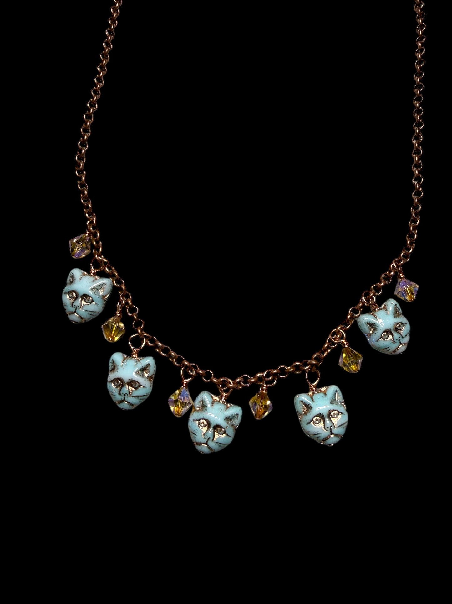 Glass beaded Kitty Cat Necklace