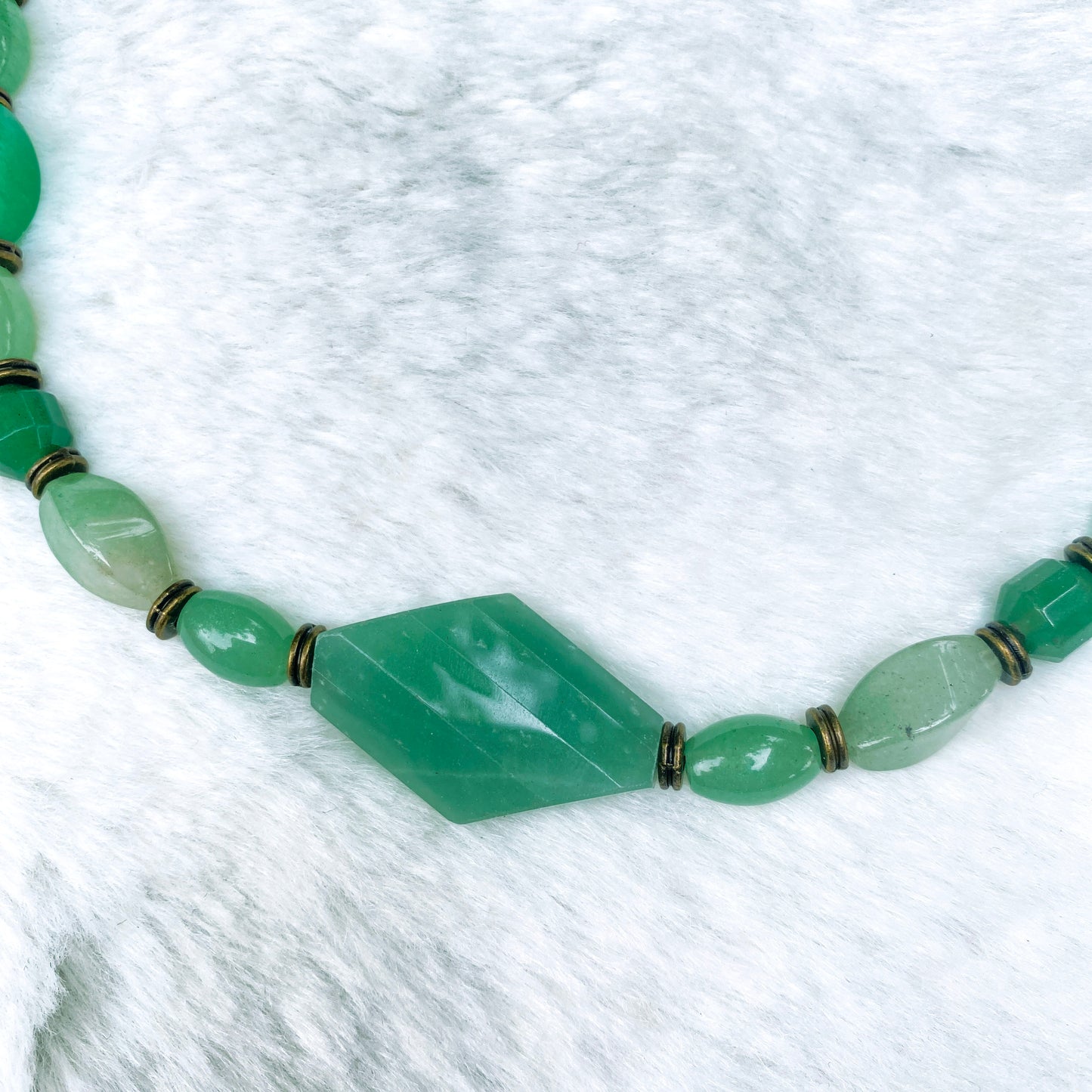 Green Aventurine  gemstone with brass togel Necklace