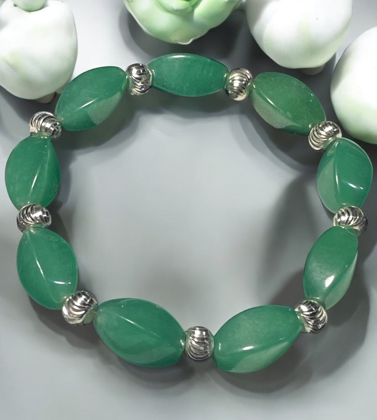 Green Aventurine and Sterling Silver Bracelet