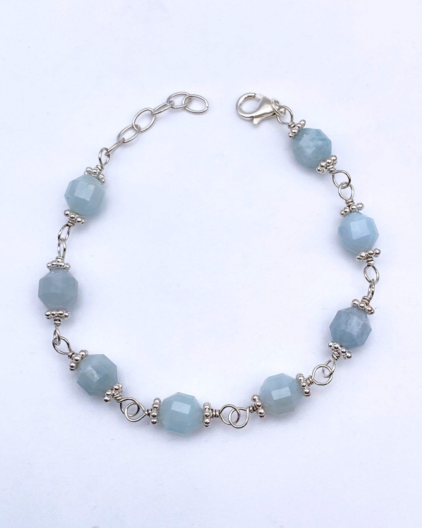 Aquamarine Gemstone Bracelet with Sterling Silver