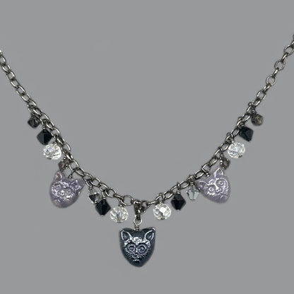 Glass beaded Kitty Cat Necklace
