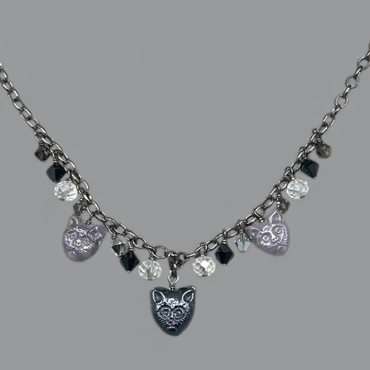 Glass beaded Kitty Cat Necklace