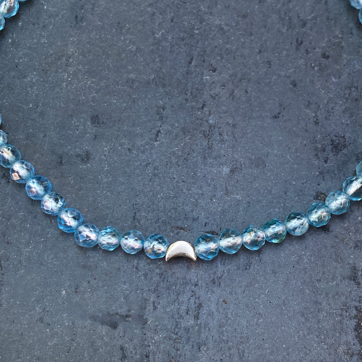Blue Topaz and Moon Beaded Bracelet