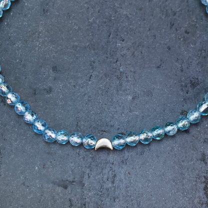 Blue Topaz and Moon Beaded Bracelet