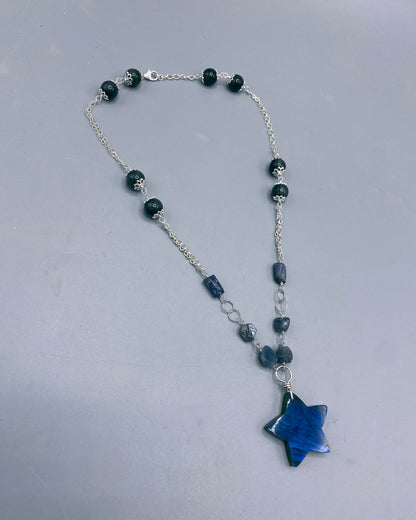 Labradorite Star, Sapphire, and Tanzanite Necklace