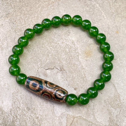 Jade and Tibetan Agate Bracelet