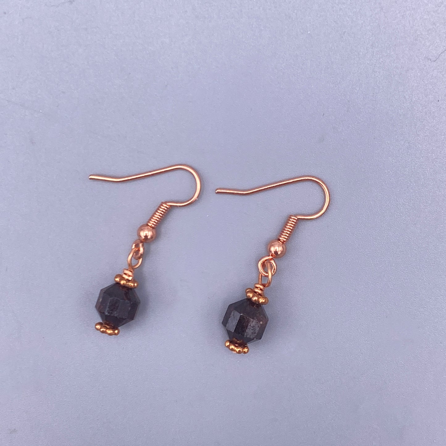 Garnet and Copper Drop Earrings