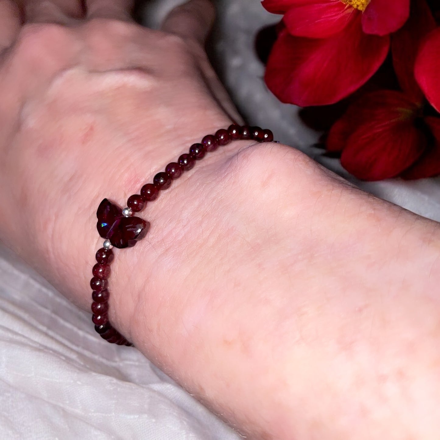 Garnet gemstone Butterfly Bracelet