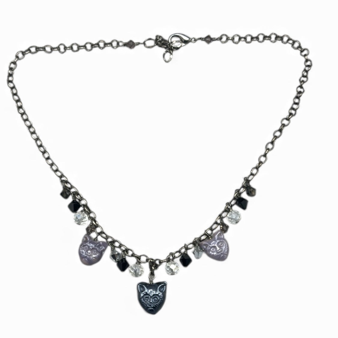 Glass beaded Kitty Cat Necklace