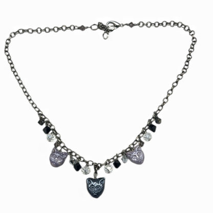 Glass beaded Kitty Cat Necklace