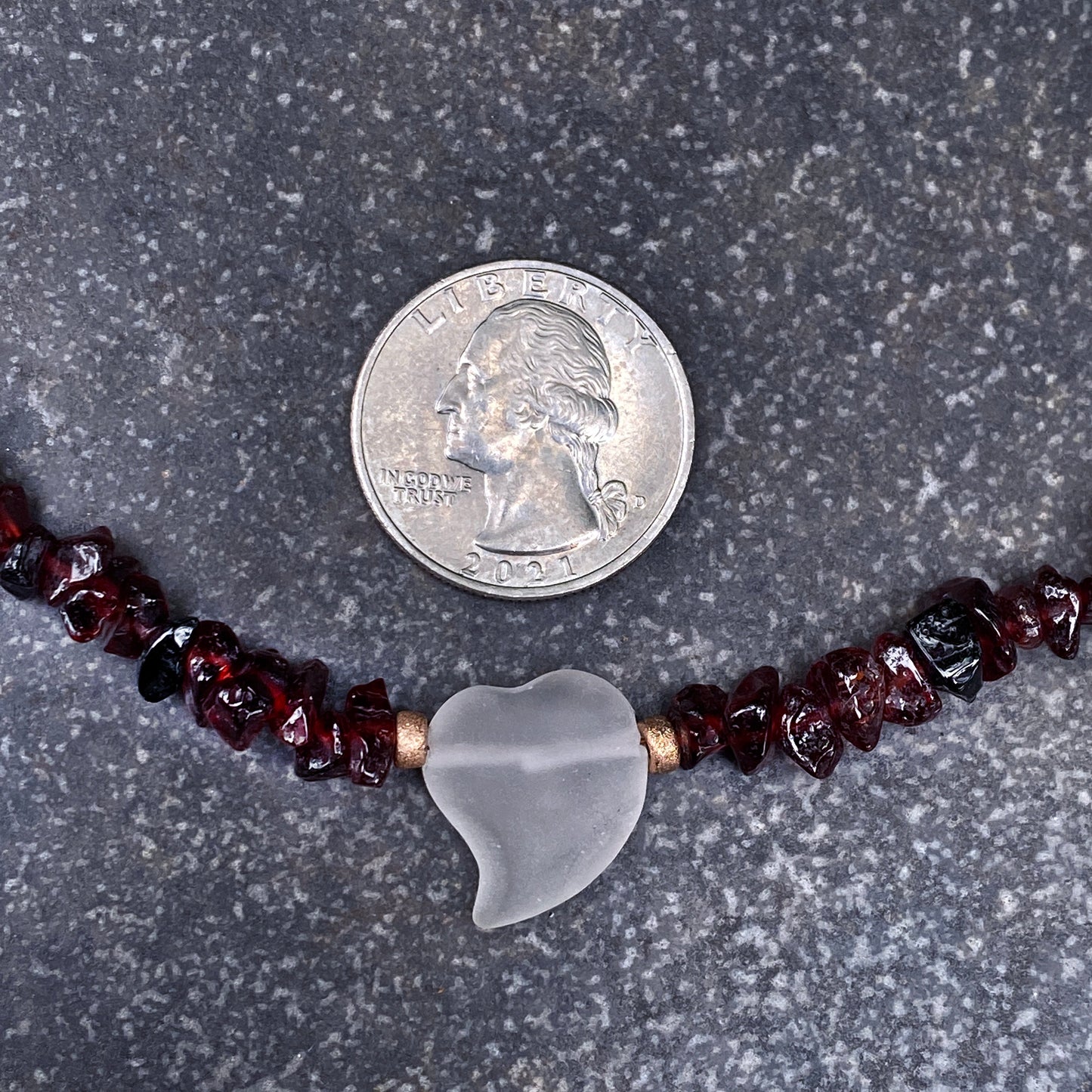 Garnet with Quartz Heart Necklace