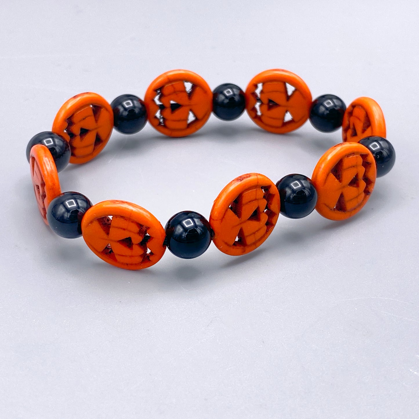 Jack-o’-lantern gemstone stretch bracelets