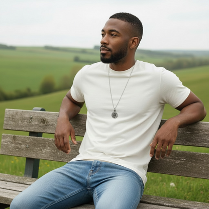 Hematite Lion Pendant on Patina copper chain Necklace