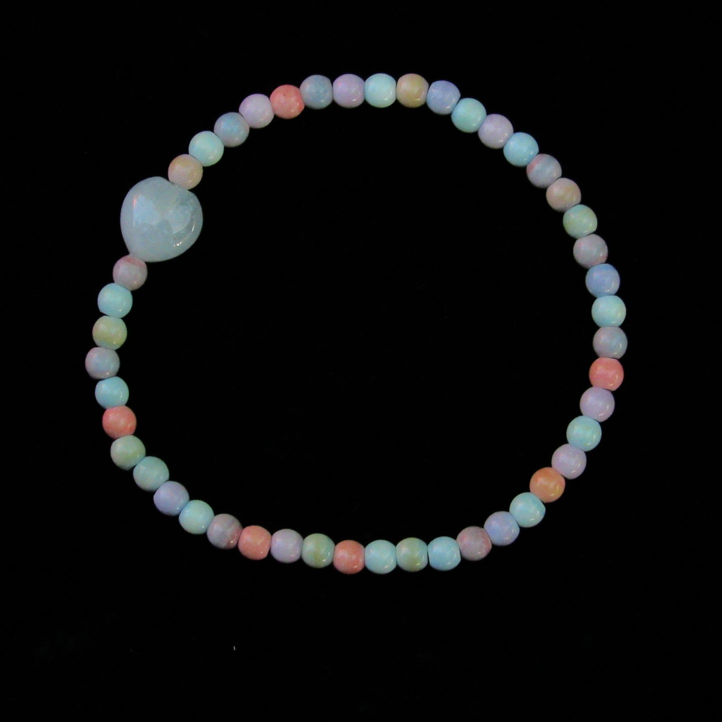 Alashan Agate and Aquamarine Heart gemstone Bracelet