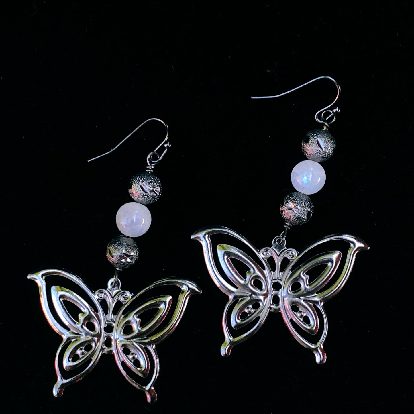 Moonstone gemstone and Butterfly Earrings