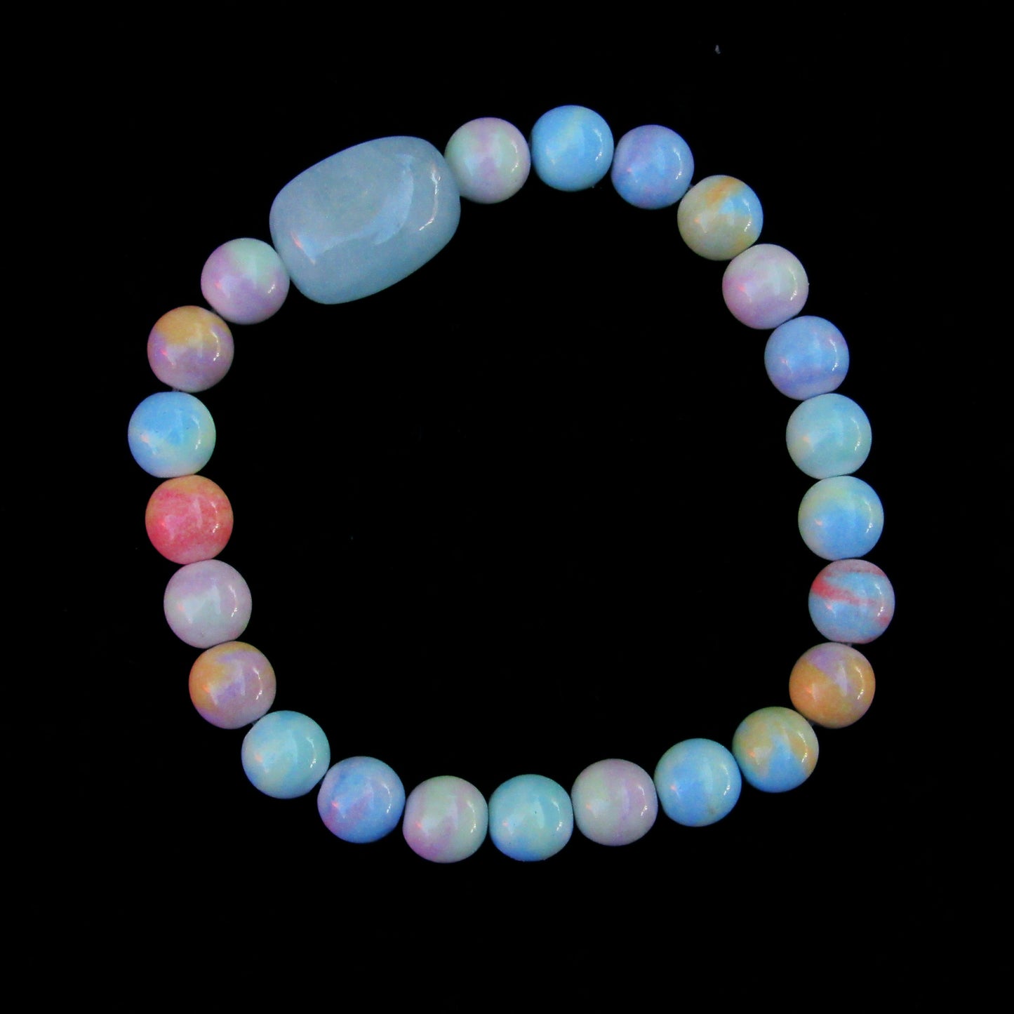 Alashan Agate and Aquamarine gemstone Bracelet