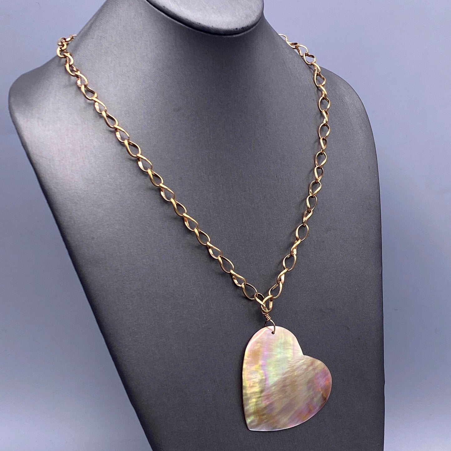 Large Mother of Pearl Heart Necklace