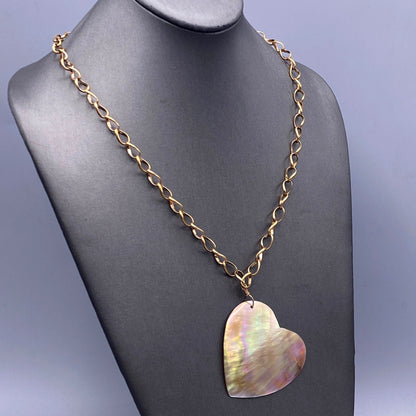 Large Mother of Pearl Heart Necklace