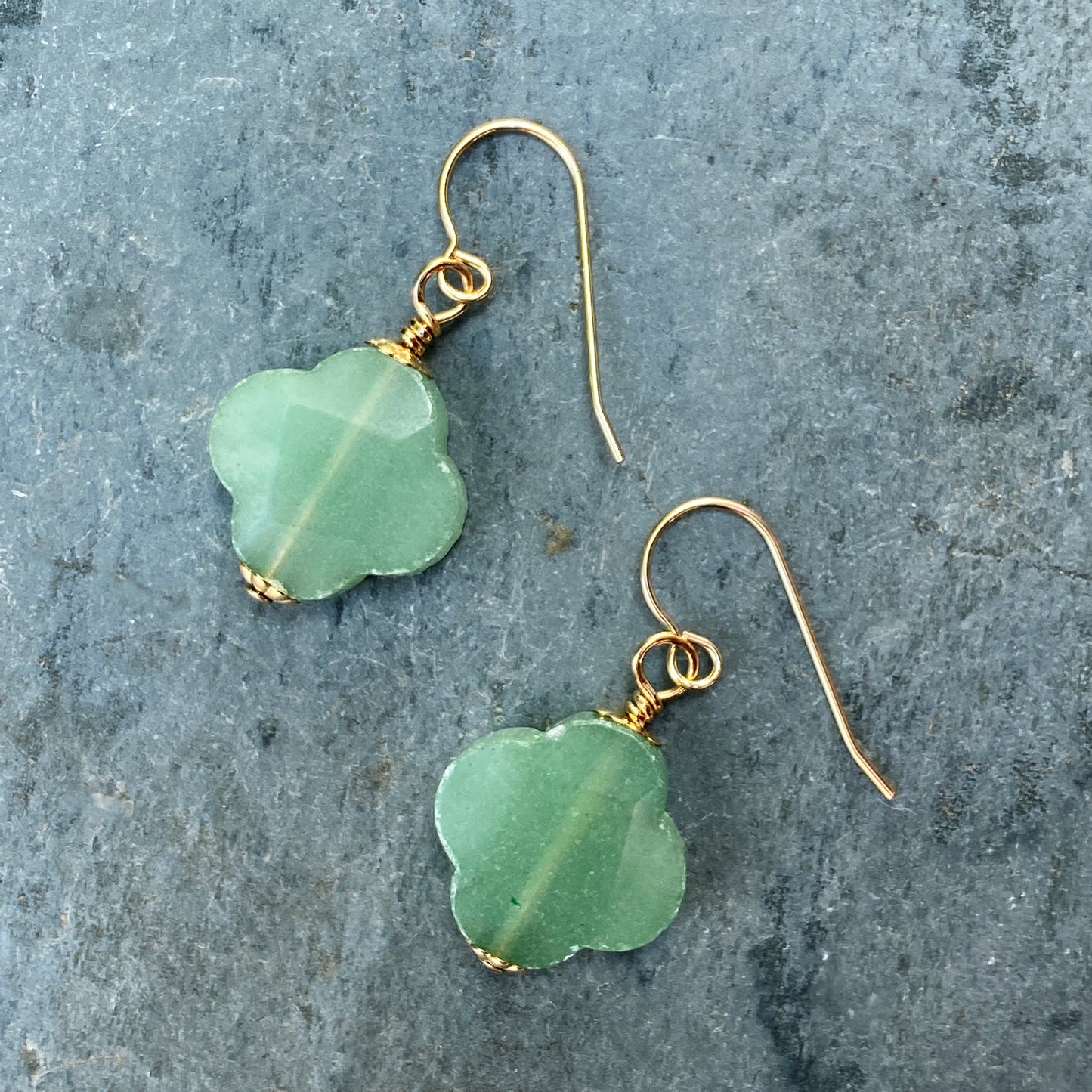 Green Aventurine Clover Earrings