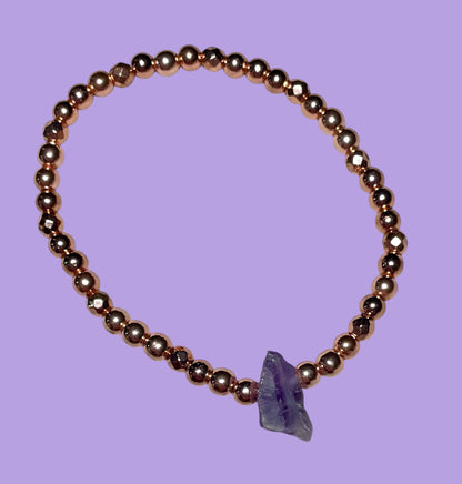 Amethyst Heart Rose Hematite Bracelet Stack