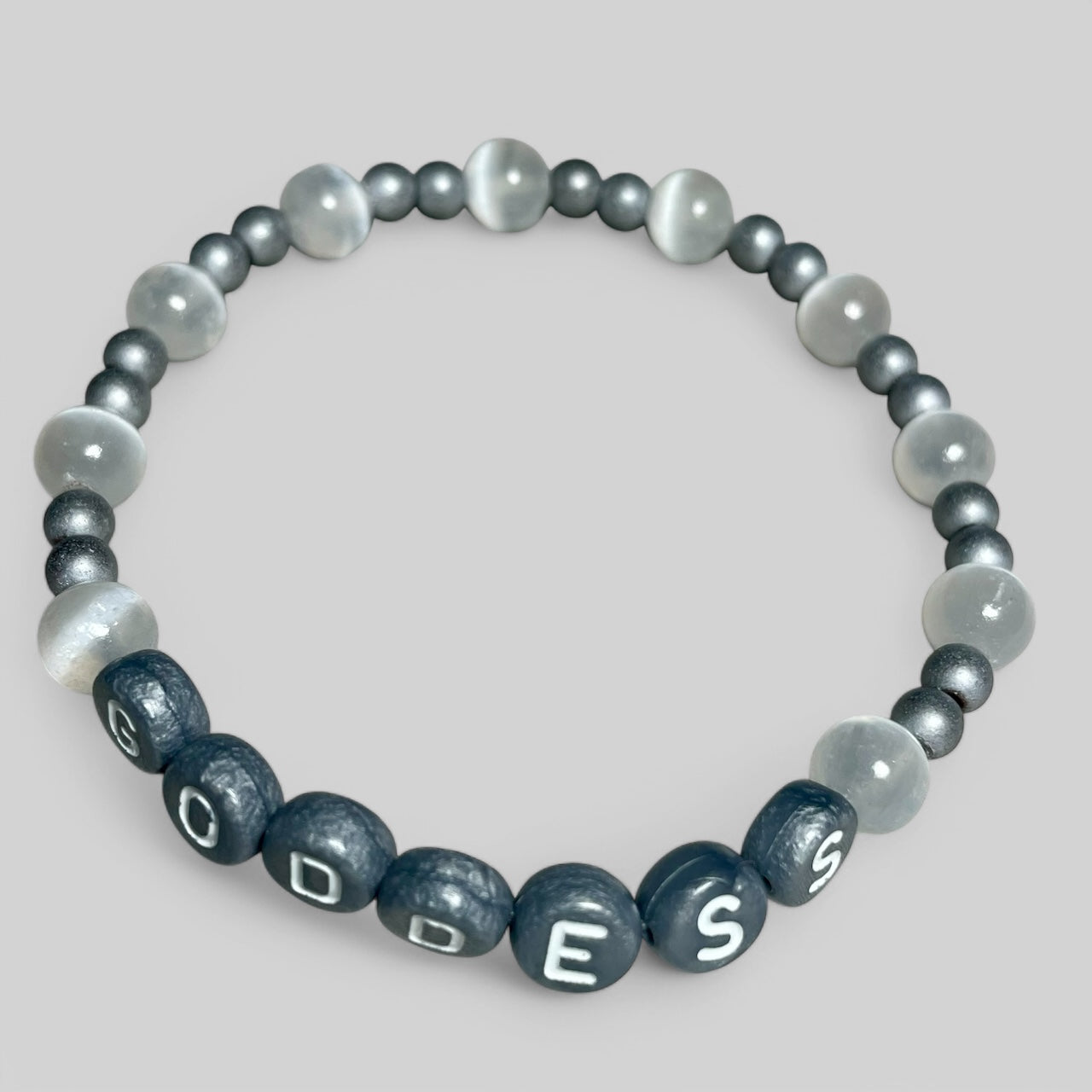 Selenite and Hematite Goddess Bracelet