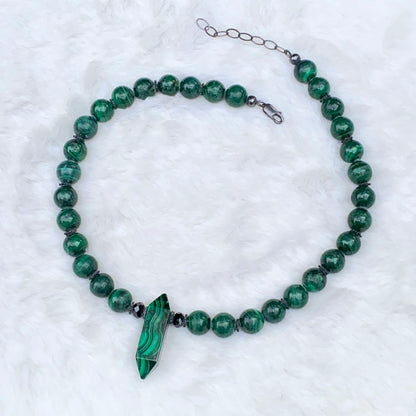 Rare Malachite gemstone Beaded Necklace