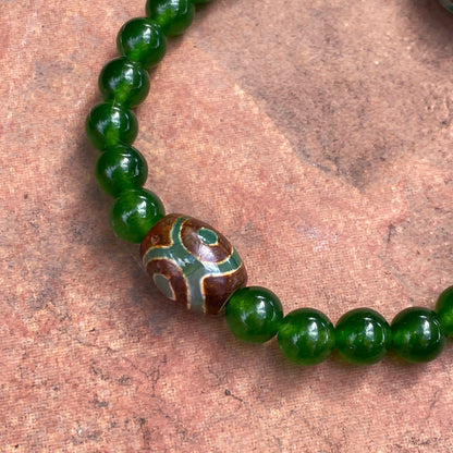 Jade and Tibetan Agate Bracelet