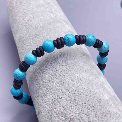 Turquoise Howlite on leather knotted bracelet