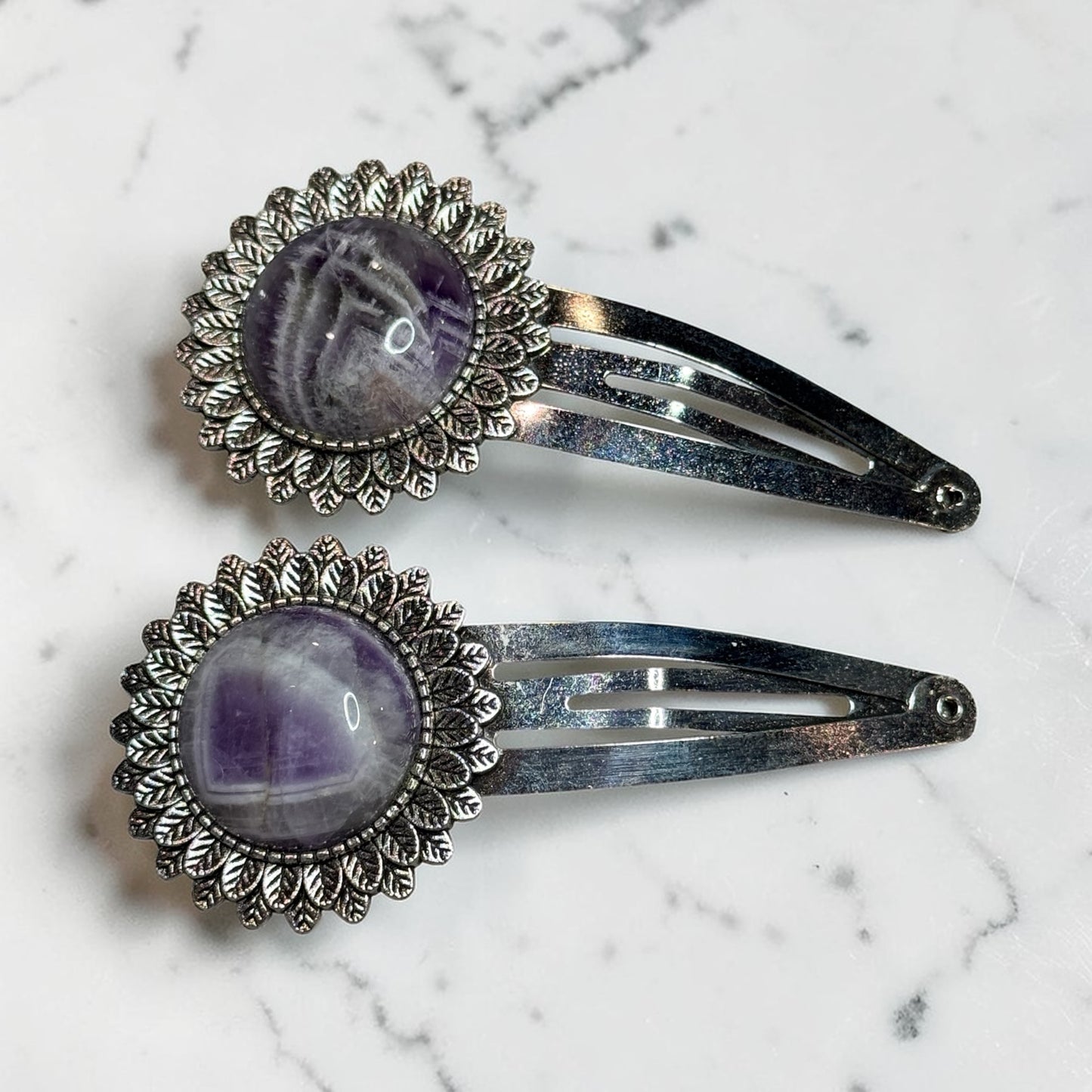 Amethyst Gemstone Barrette set