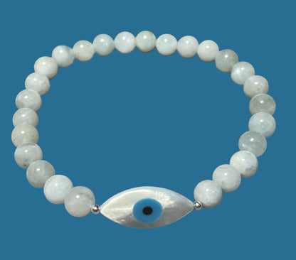 Aquamarine and Evil Eye Bracelet