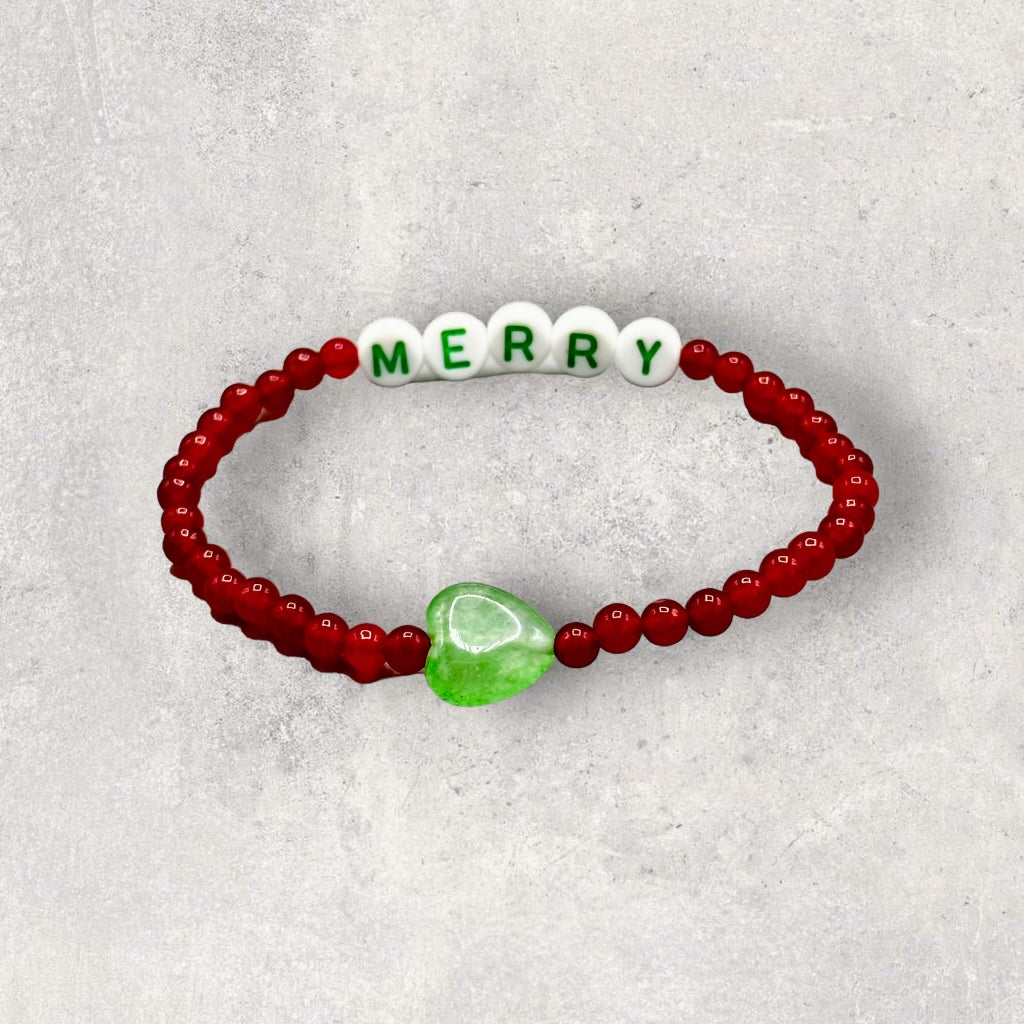 Christmas Merry Beaded Stretch Bracelet