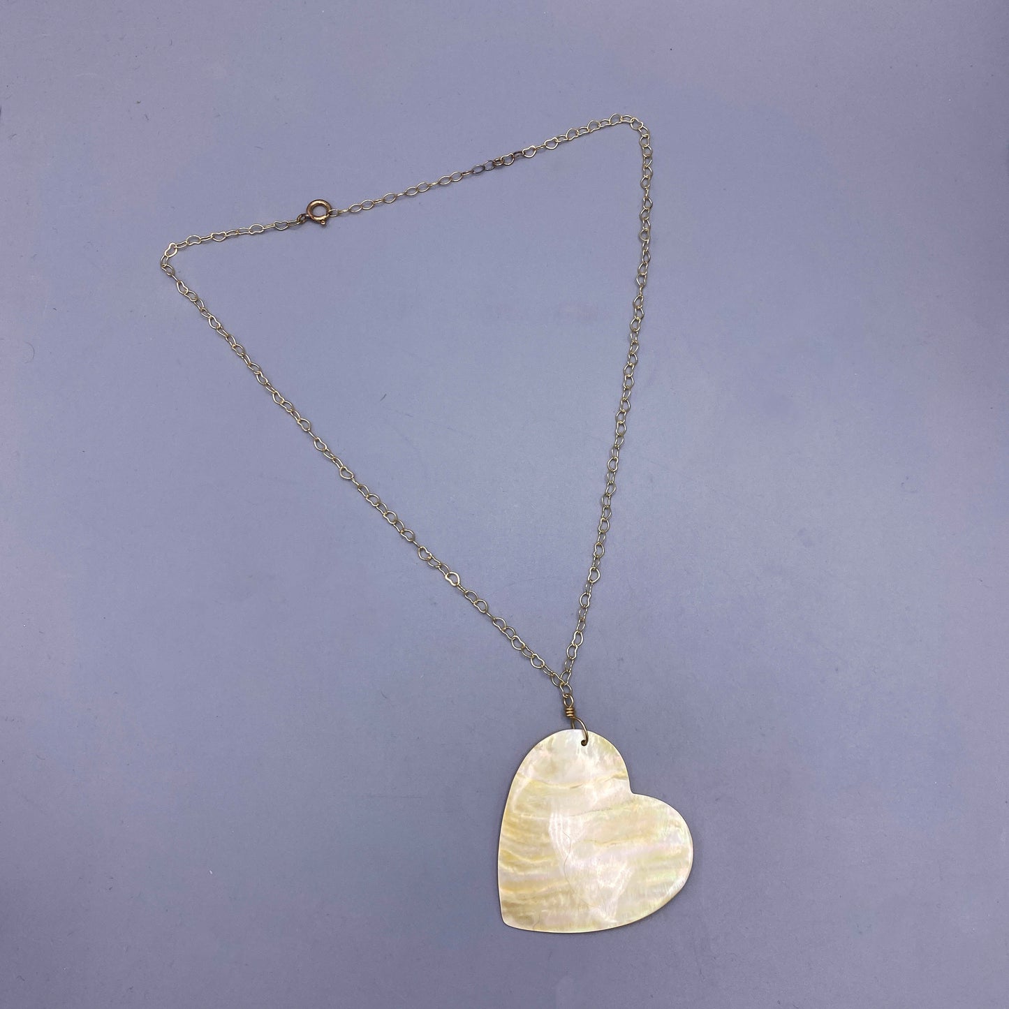 Large Mother of Pearl Heart Necklace