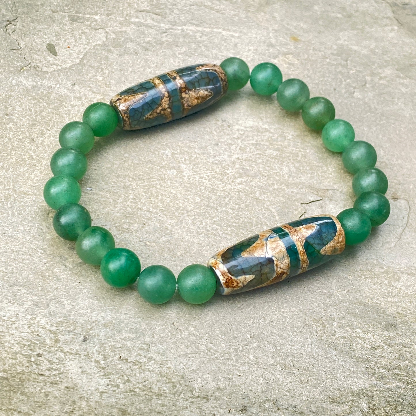 Tibetan Agate and Jade Bracelet