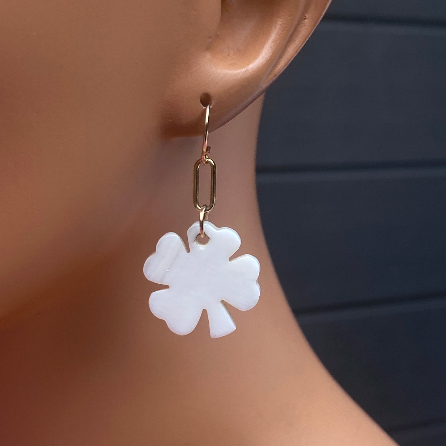 Mother of Pearl Clover Earrings