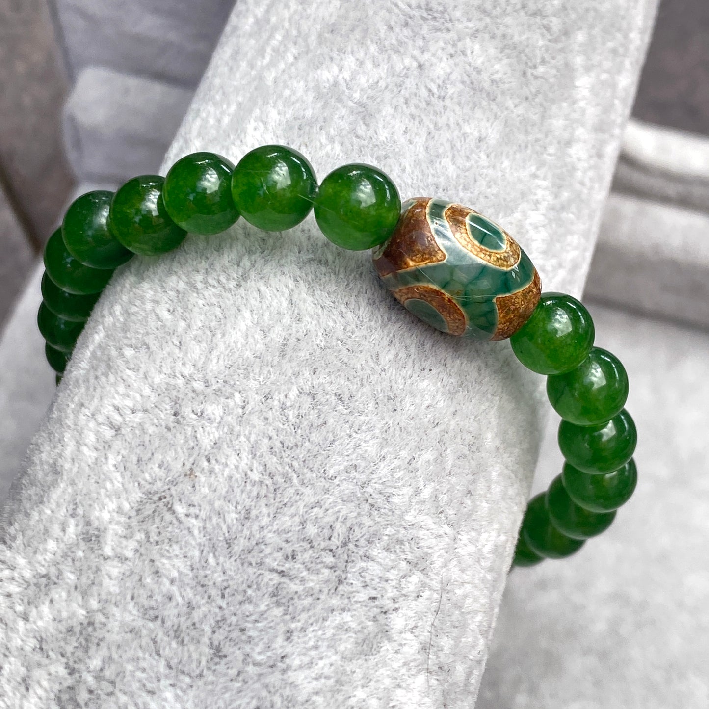 Jade and Tibetan Agate Bracelet