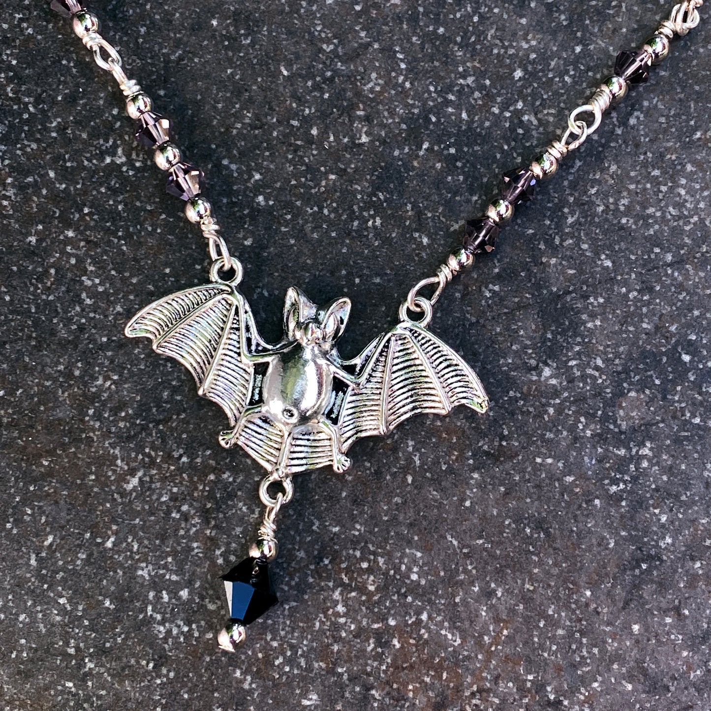 Halloween Bat with Swarovski crystals Necklace