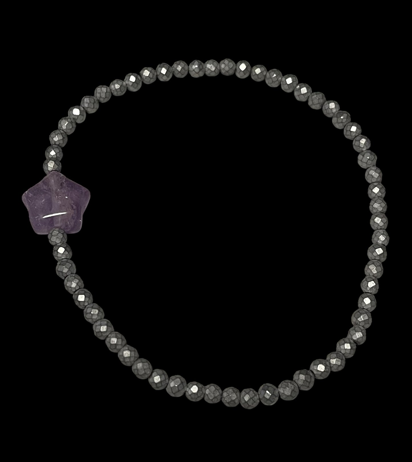 Dainty Amethyst Star and Hematite Bracelet