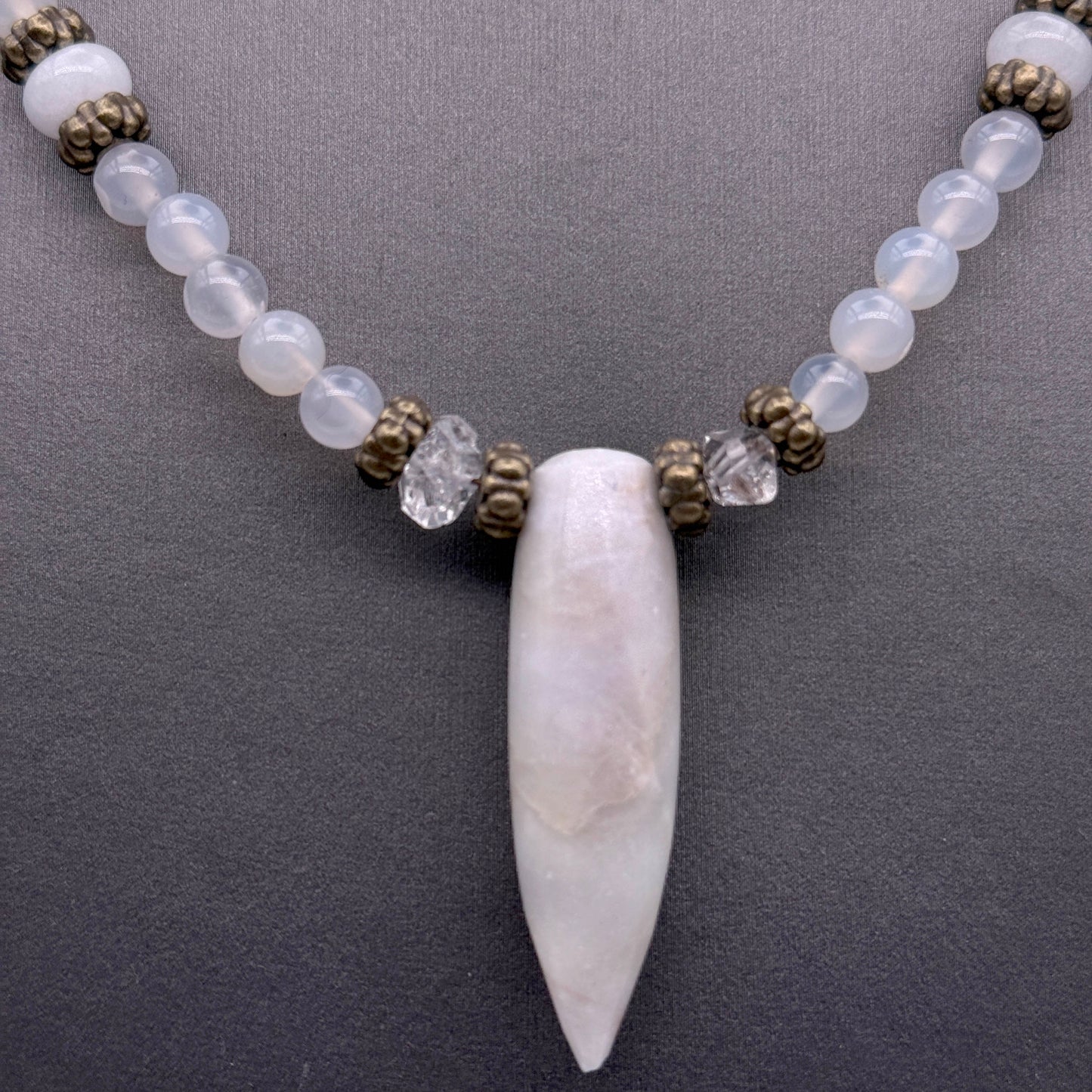 Jasper, Herkimer Diamond, White Agate Beaded necklace