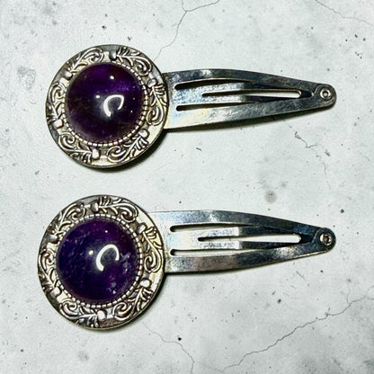 Amethyst Gemstone Barrette set