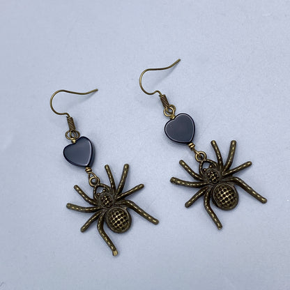 Spider and Onyx Dangle earrings