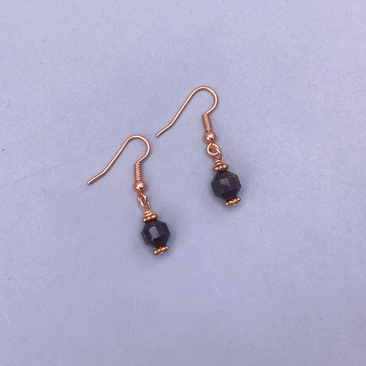 Garnet and Copper Drop Earrings